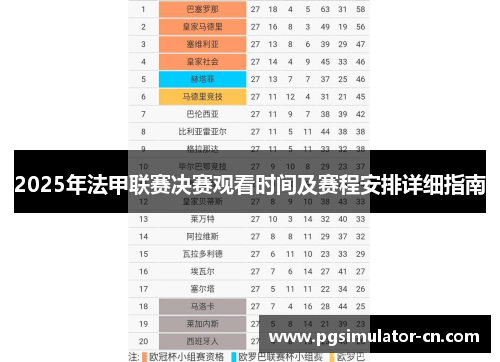 2025年法甲联赛决赛观看时间及赛程安排详细指南
